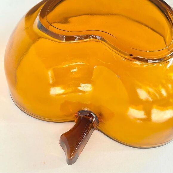 Vintage Orchard Amber by Hazel Atlas Large Apple Shaped Glass Bowl - Picture 10 of 12